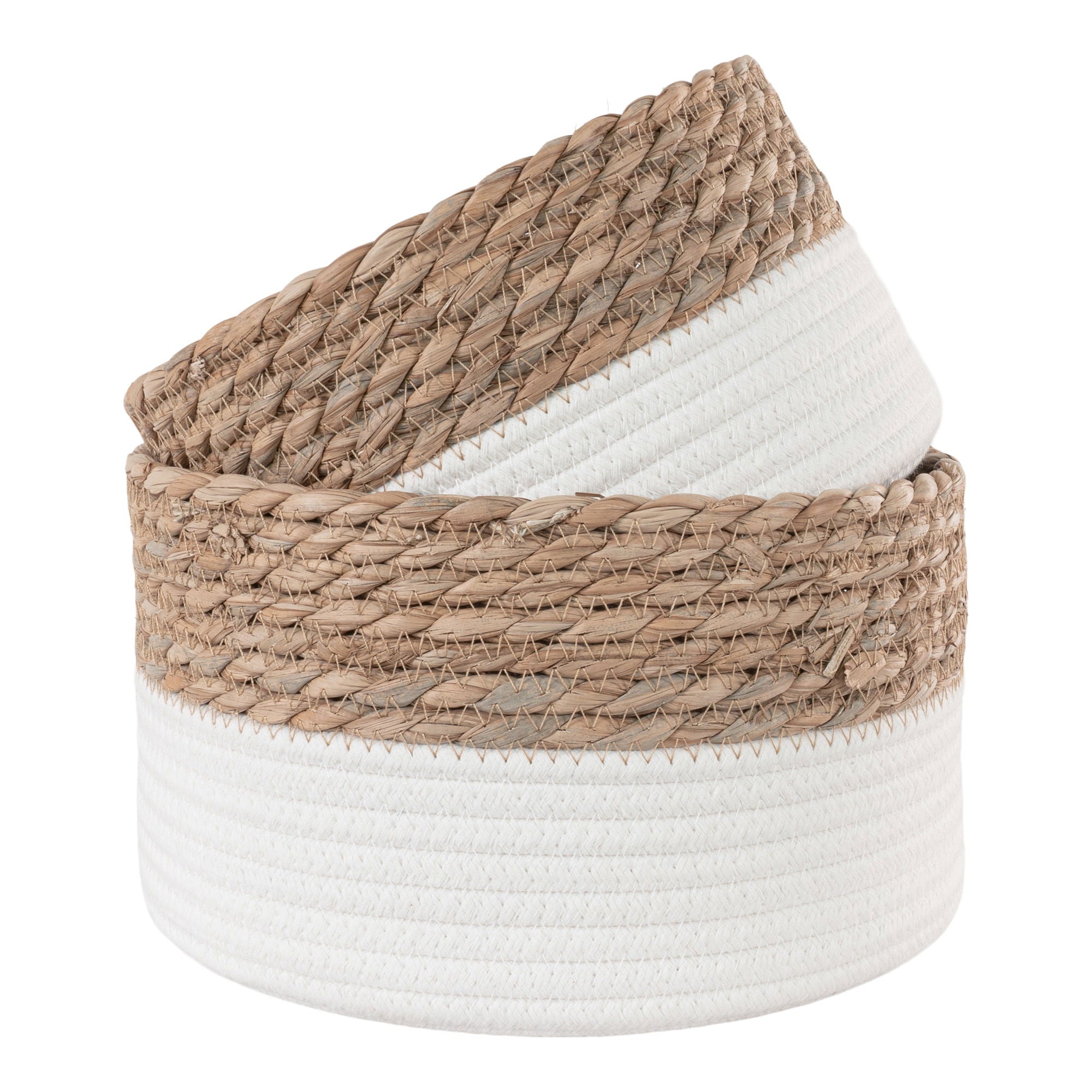 Farbe Tanta Baskets – Aufbewahrungskörbe aus Baumwolle und Schilfroptik, weiß/natur, Set aus 2